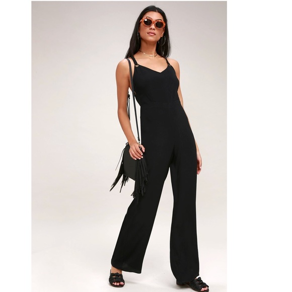 Lulus Pants - Lulu’s Farmer’s Market Black Lace Up Jumpsuit